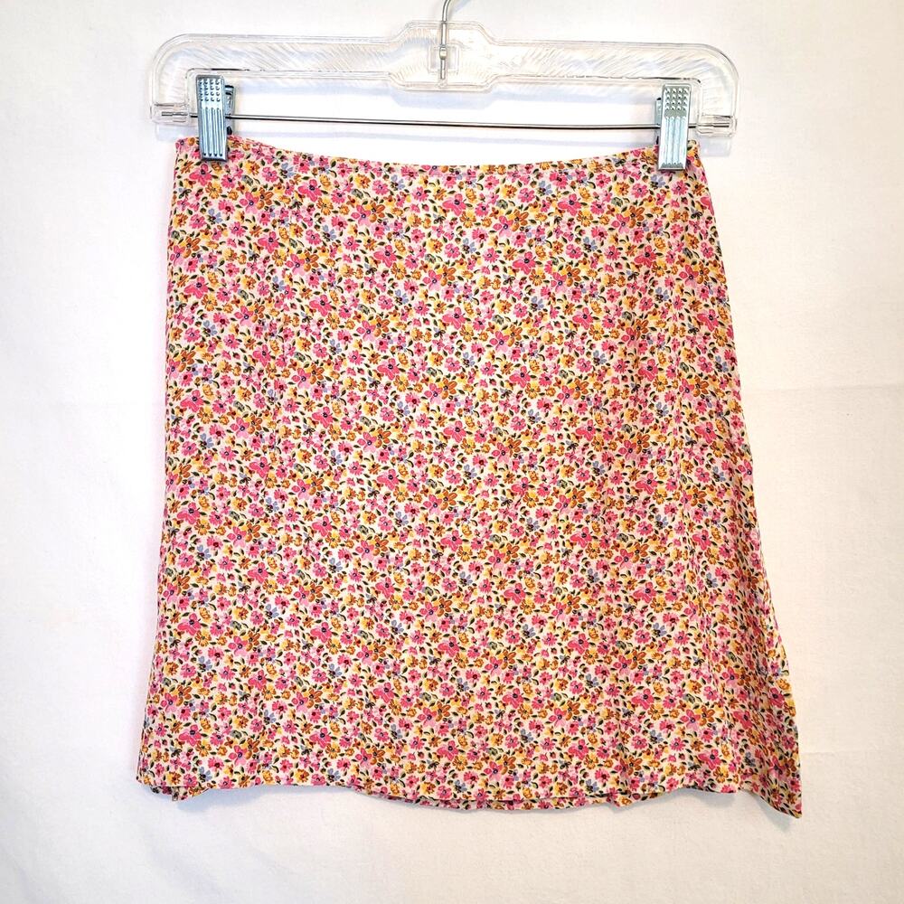 Vintage Express Floral Skirt Pink Orange Yellow Mini Cottage Coquette Ditsy 5/6
